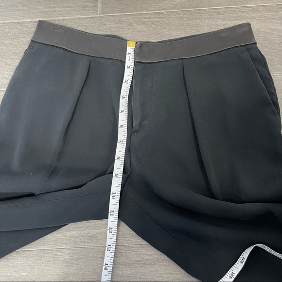 Rag & Bone Mo Genuine Leather Waistband Work Crape Dress Pants Trousers Black 2 - Picture 14 of 16